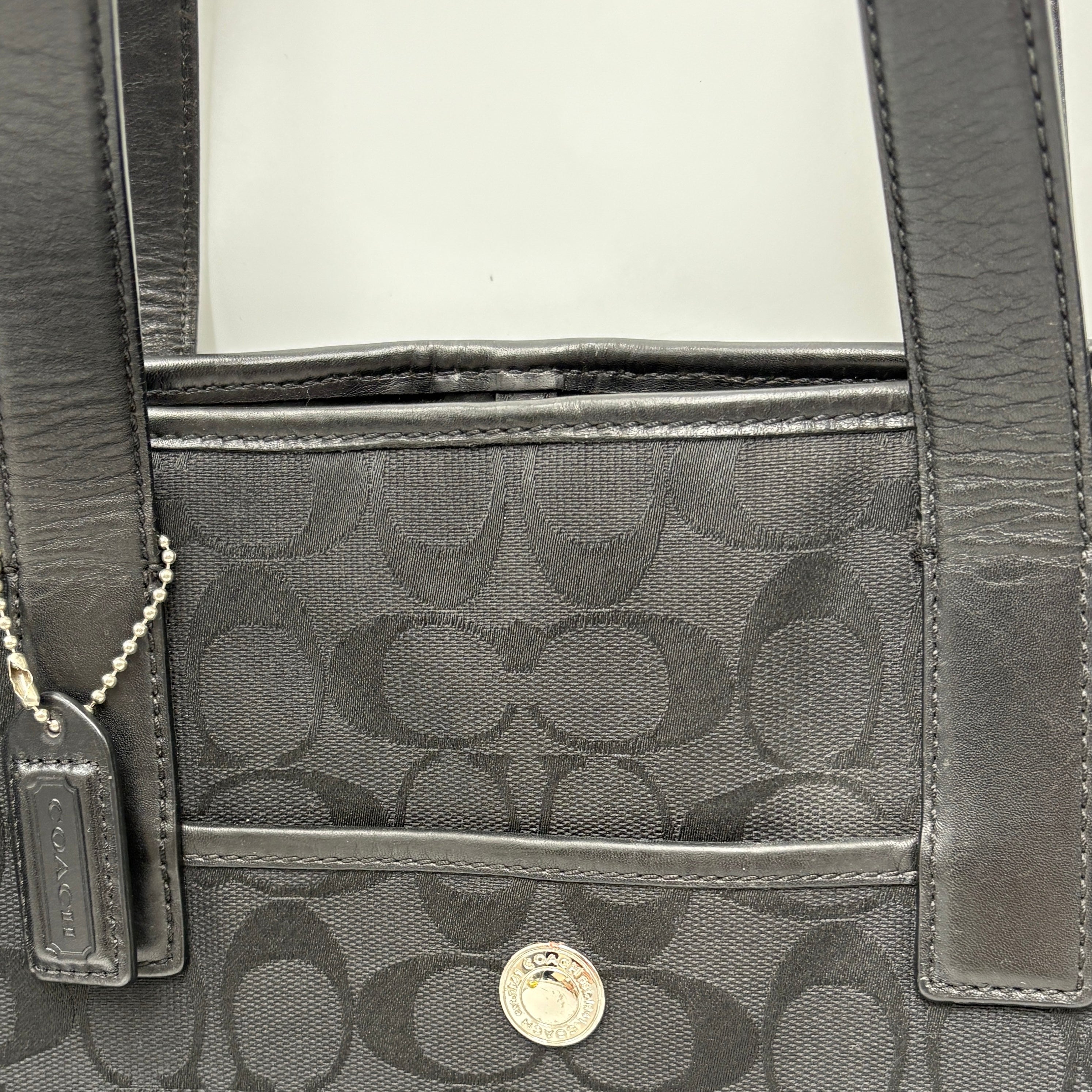 Coach Black Signature Monogram Tote Bag