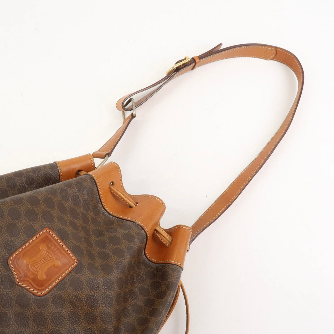 CELINE Macadam Bucket Drawstring Shoulder Bag