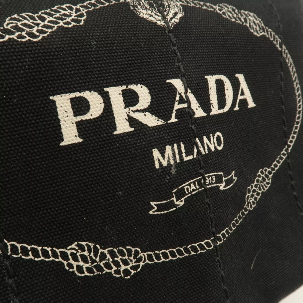 Prada Canapa Mini Canvas Tote Bag Hand Bag Black