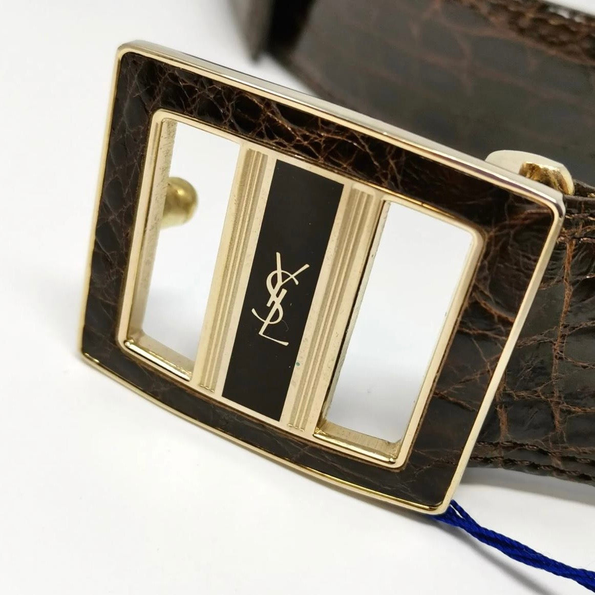 Saint Laurent Brown Croco Belt