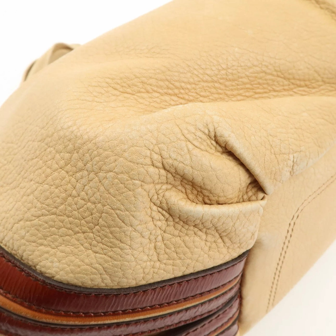 CELINE Bitter Sweet Leather Shoulder Bag Beige Brown Gold Hardware