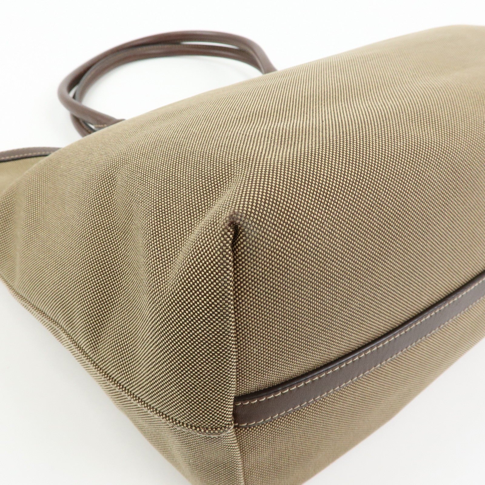 Prada Triangle Logo Jacquard Tote Shoulder Bag - Beige, Leather