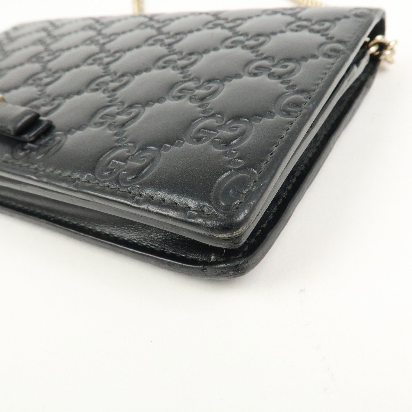 Gucci Interlocking G Guccissima Shoulder Wallet - Black, Leather