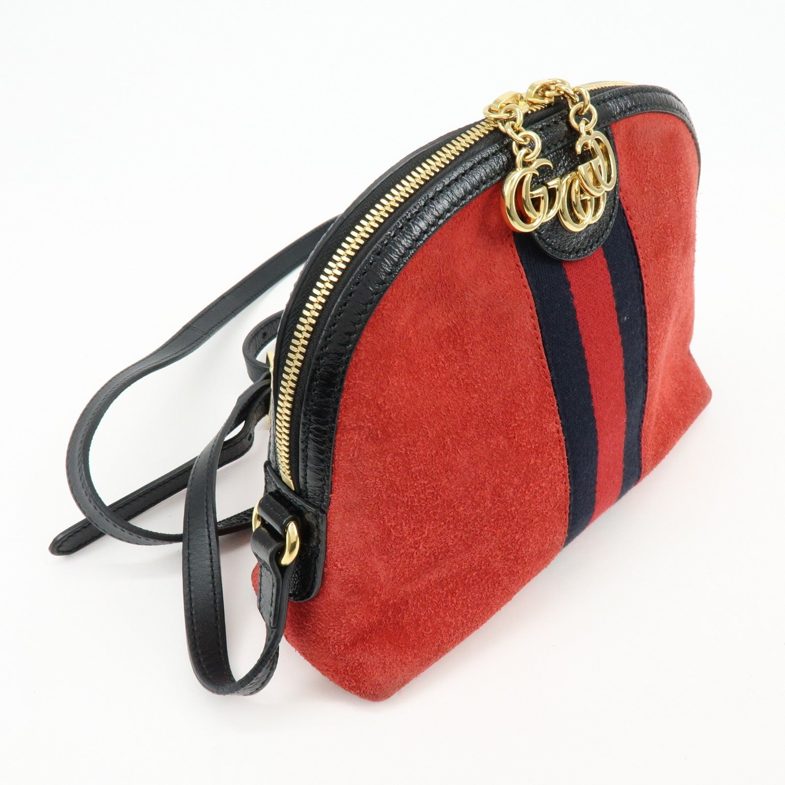 Gucci Suede Shoulder Crossbody Bag - Red Navy, Suede