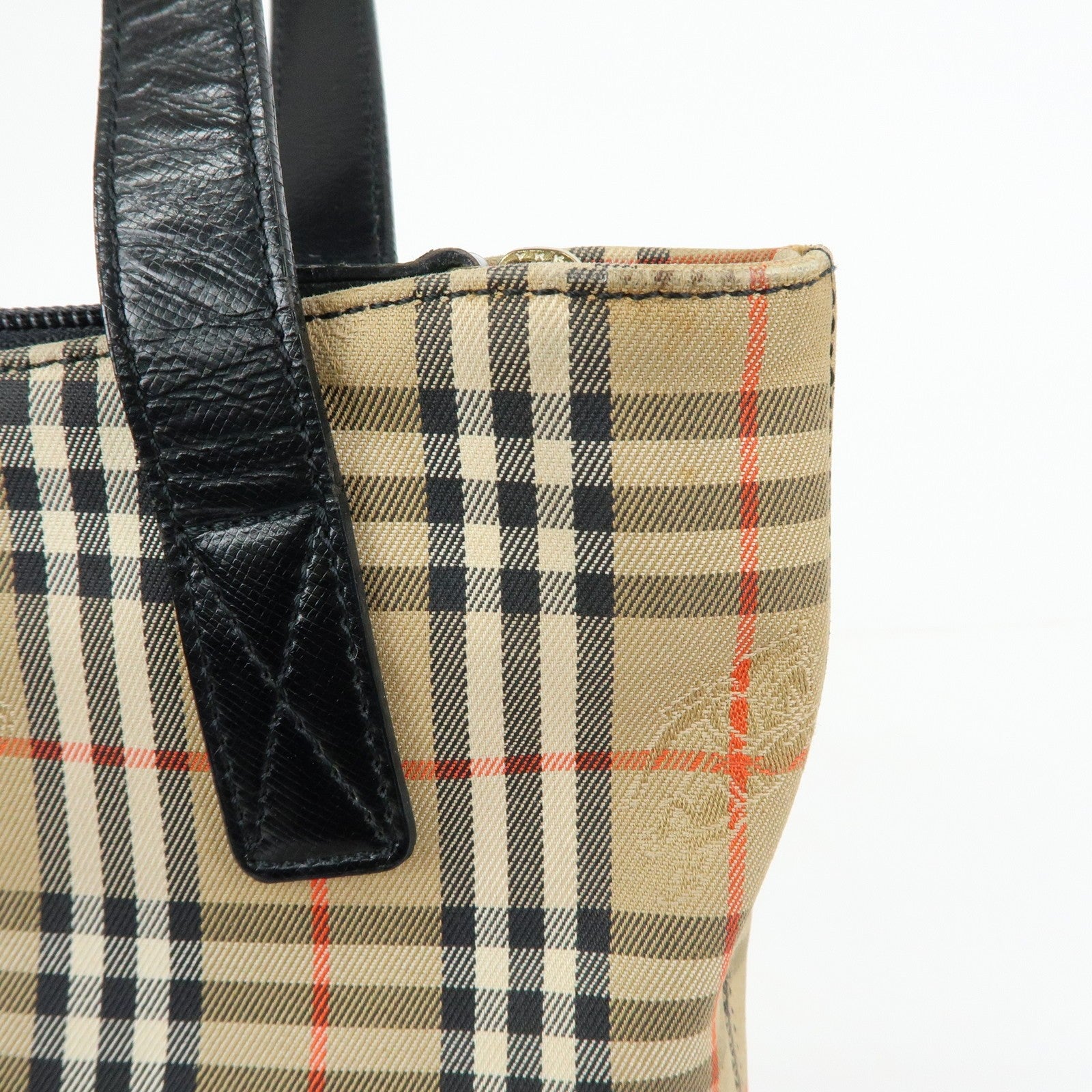Burberry Nova Plaid Tote Shoulder Bag - Beige, Canvas and Leather