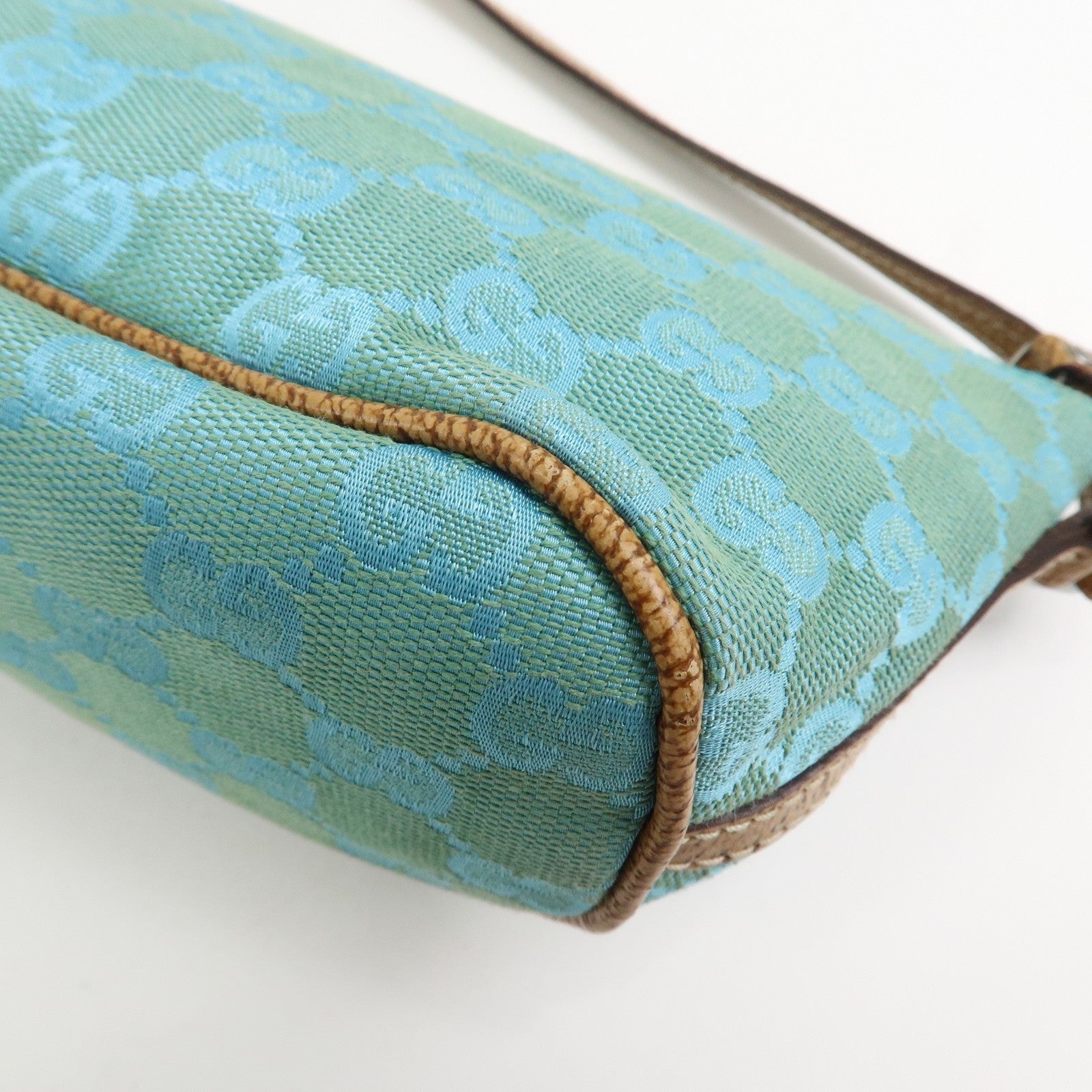 Gucci Boat Hand Bag - Light Blue, GG Canvas, Leather