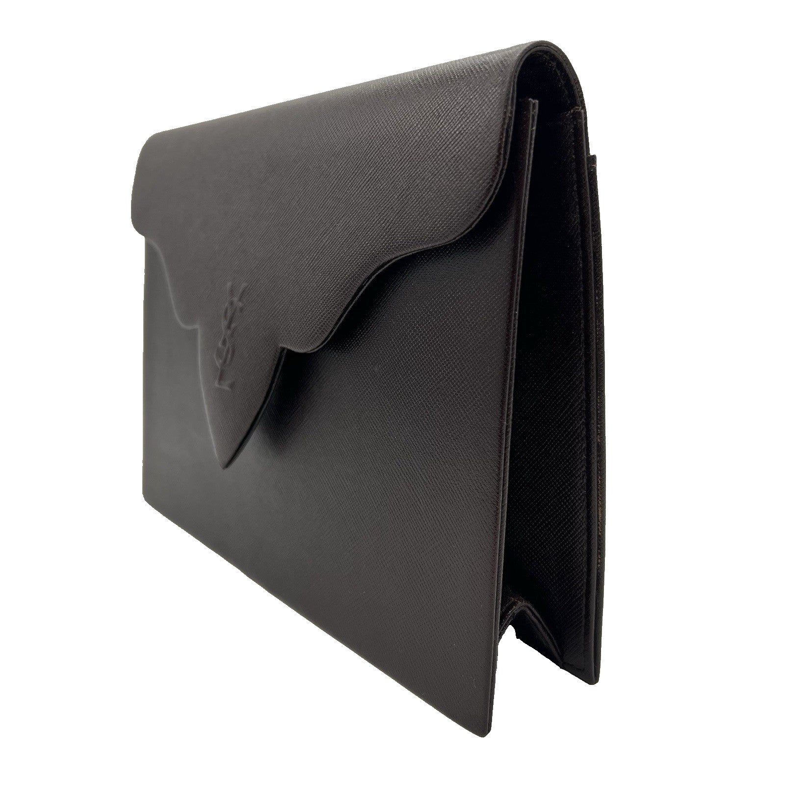 Saint Laurent YSL Vintage Clutch Bag - Brown, Saffiano Leather