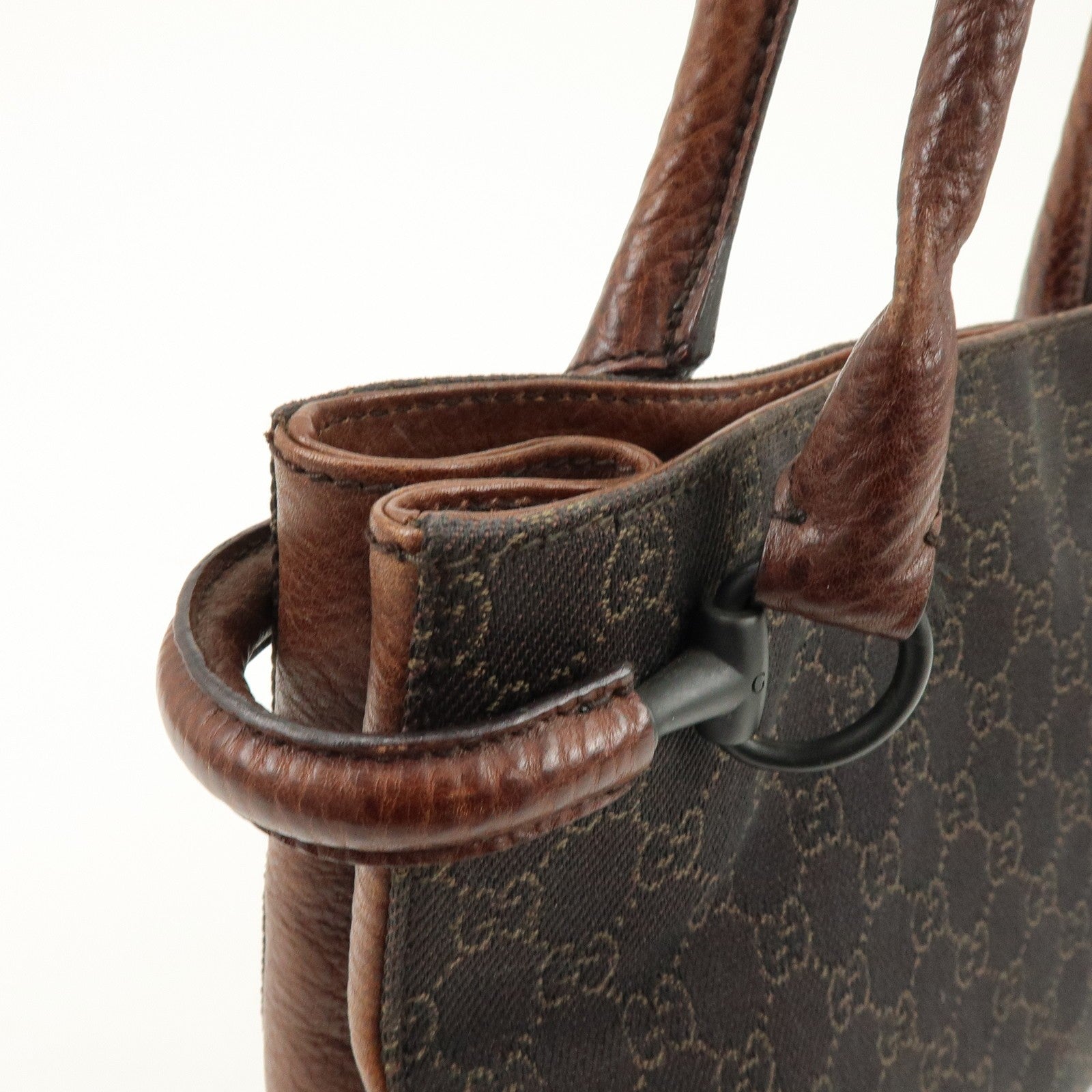 Gucci Denim Tote Bag - Brown, GG Canvas, Leather