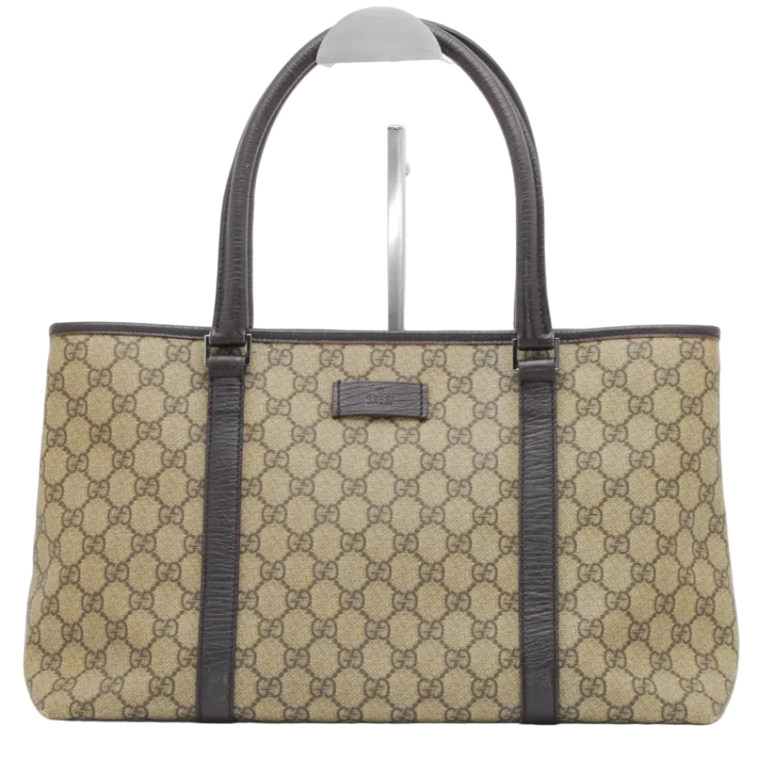Gucci GG Supreme Tote Bag - Beige Brown, PVC Leather