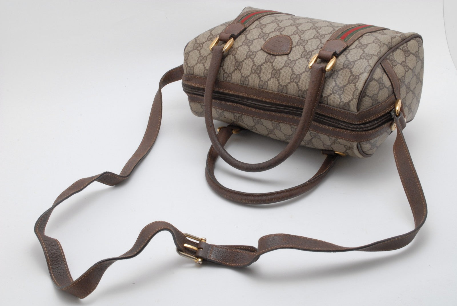 Gucci GG Supreme 2Way Boston Bag - Beige, PVC Leather