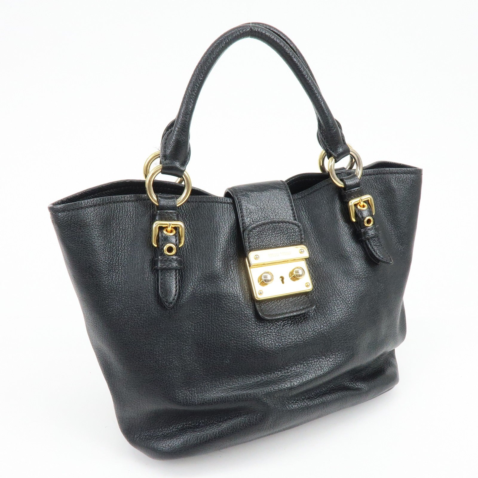 Miu Miu Madras Hand Bag - Black, Leather