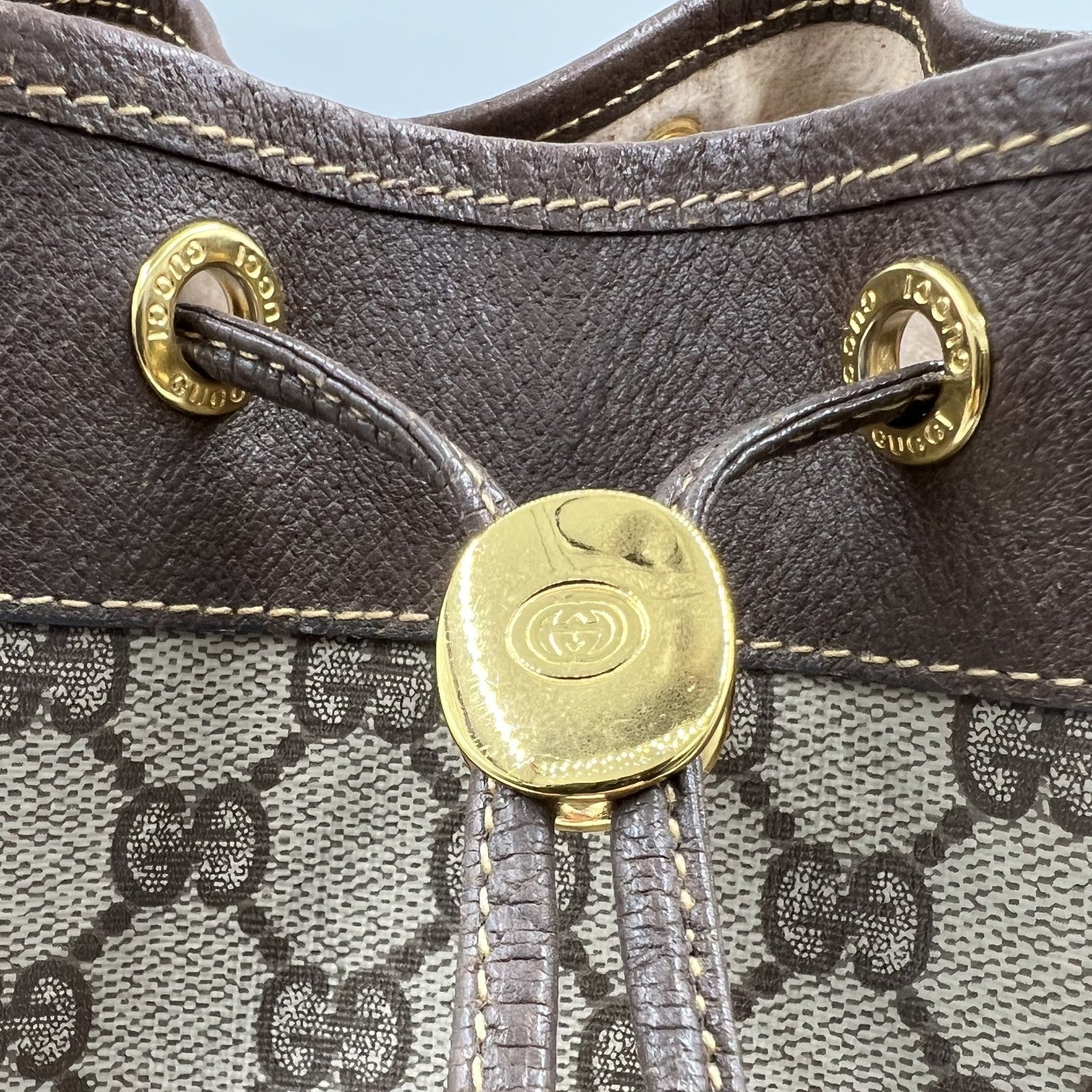 Gucci Vintage GG Sherry Line Shoulder Bag - Beige, Leather