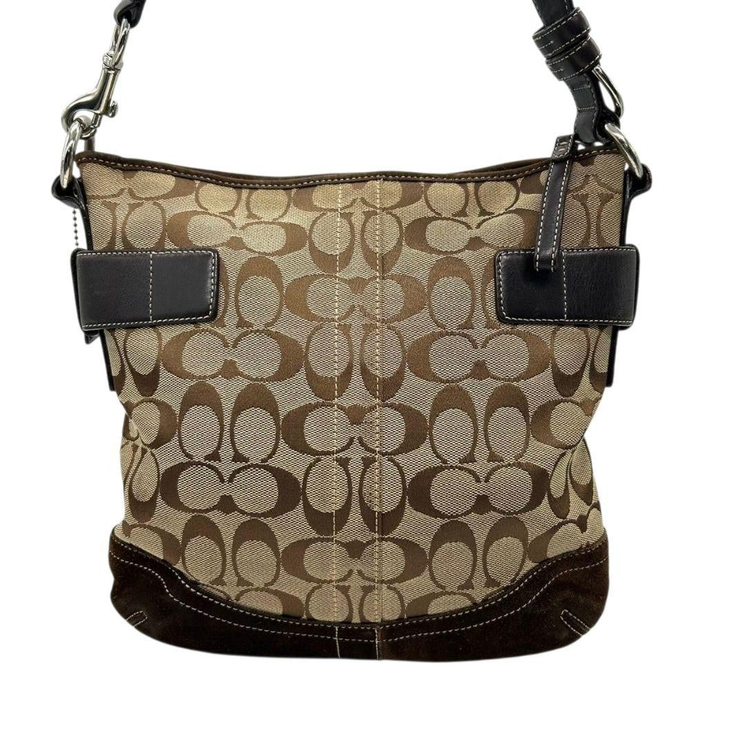 Coach Signature Hobo Shoulder Bag - Brown, Suede Leather