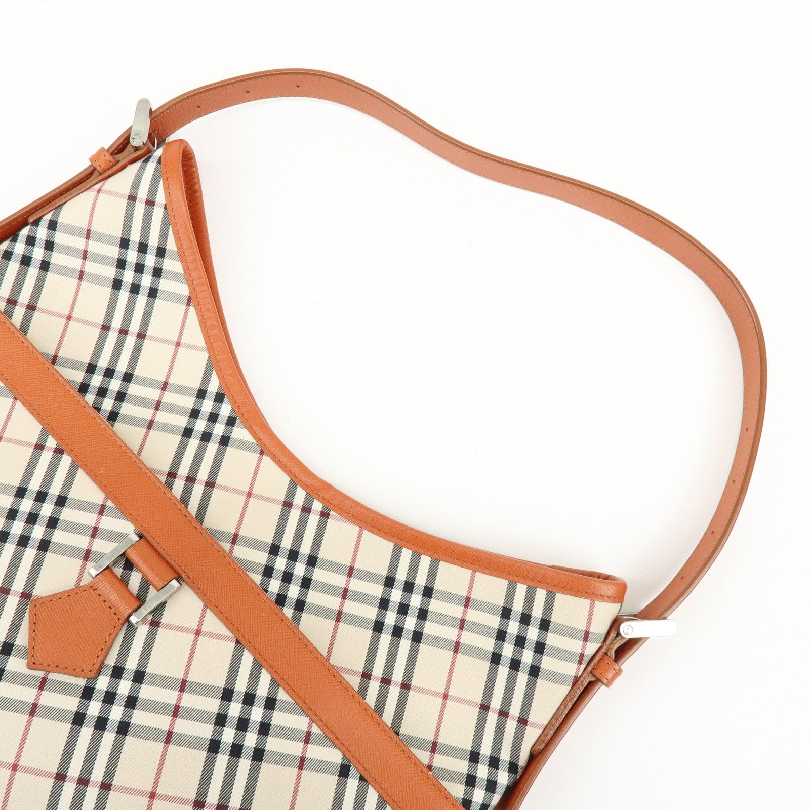 Burberry Nova Plaid Shoulder Bag - Beige, Canvas, Leather
