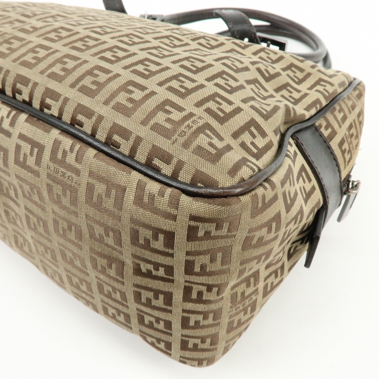 Fendi Zucchino Boston Shoulder Bag - Beige, Canvas Leather