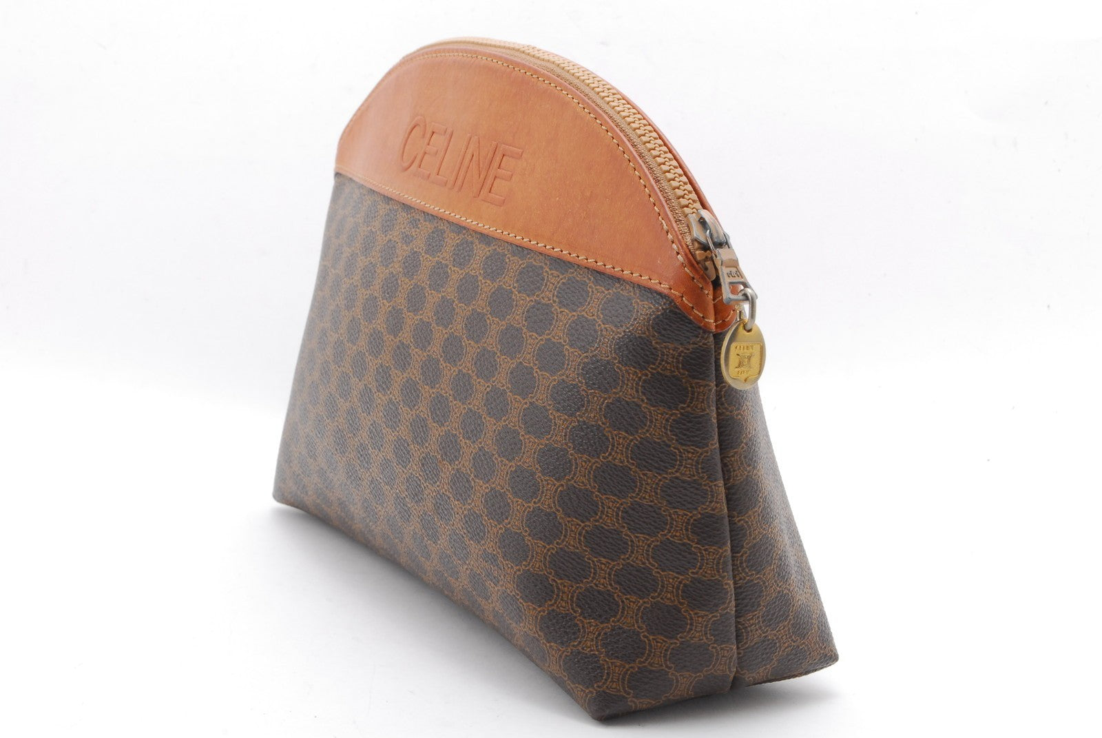 Celine C Charm Clutch Hand Bag - Beige Brown, PVC Leather