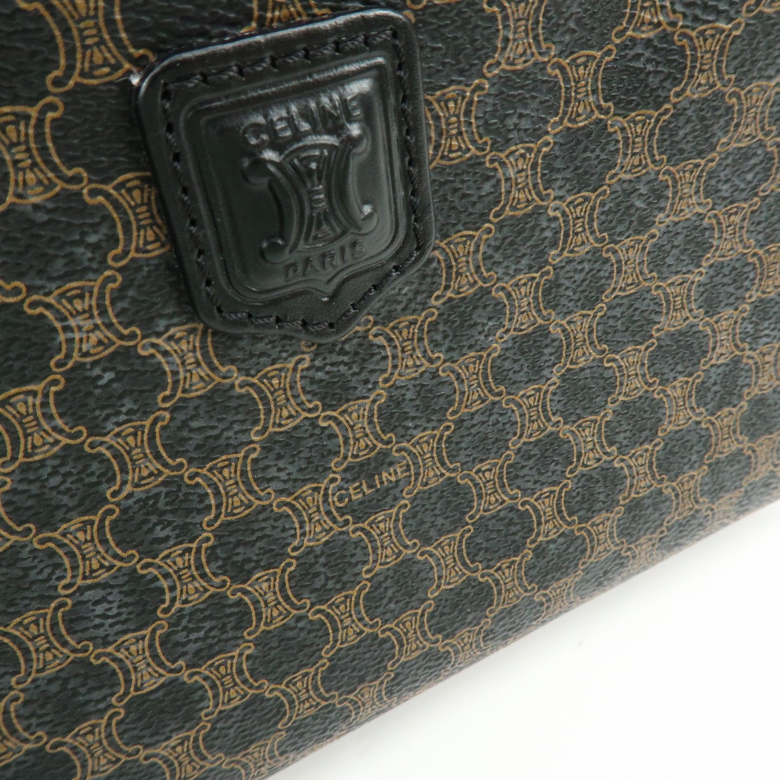 Celine Pouch - Dark Brown, Black, Leather, PVC