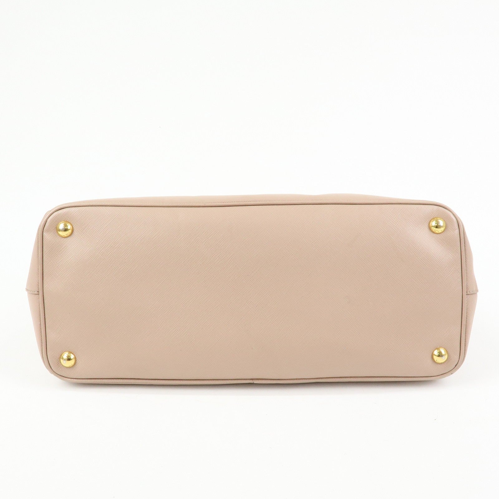 Prada Triangle Logo Galleria Tote Hand Bag - Pink Beige, Saffiano Leather