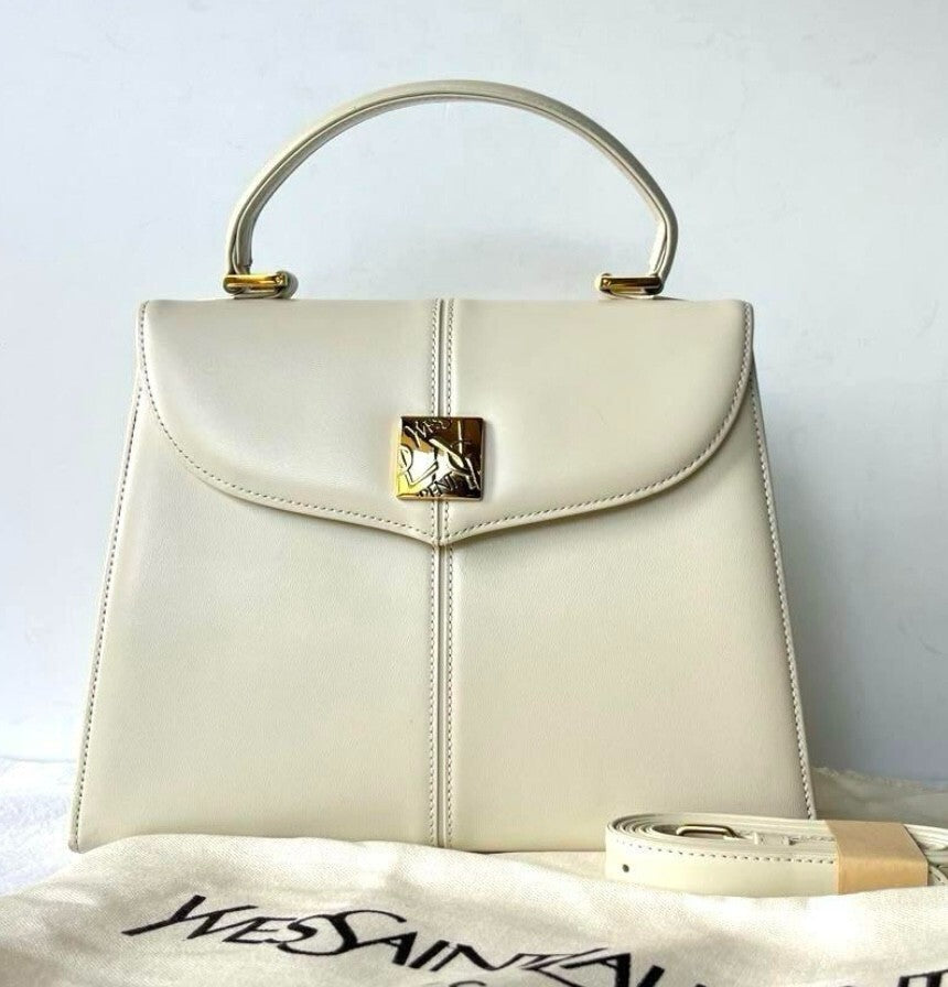 Saint Laurent Shoulder 2Way Hand Tote Bag - White, Leather
