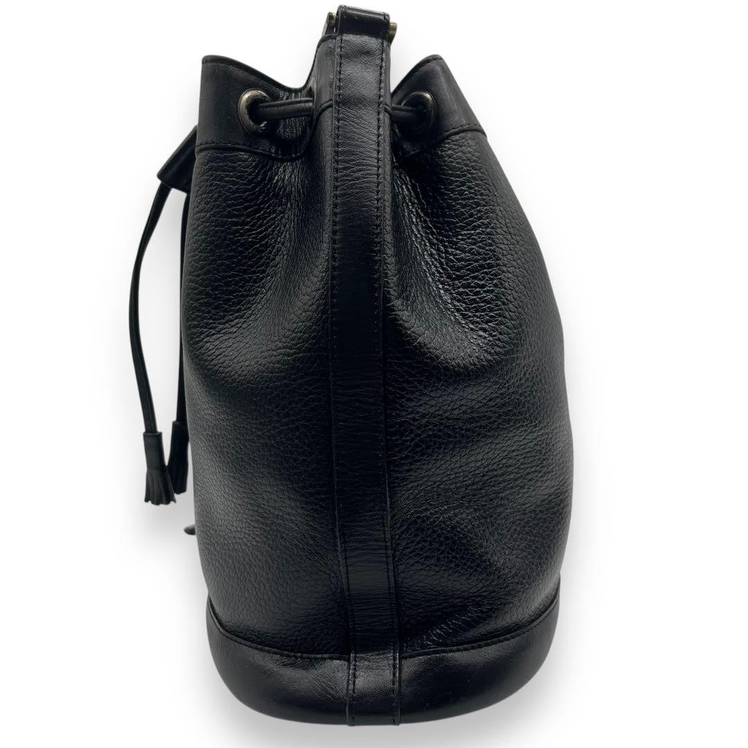 Burberry Bucket Shaped Drawstring Shoulder Bag - Black, Leather