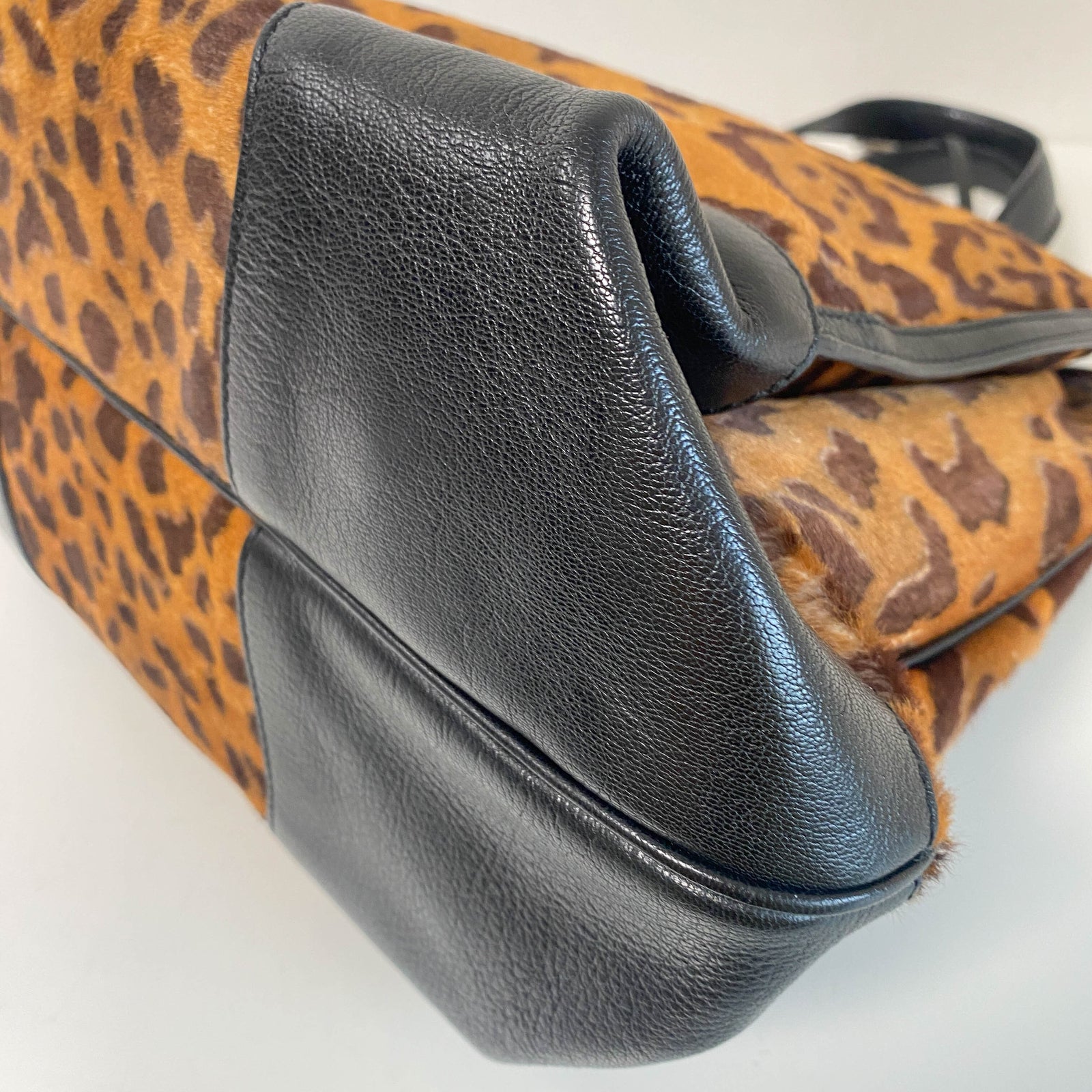 Celine Leopard Top Handle Bag - Brown, Pony Hair