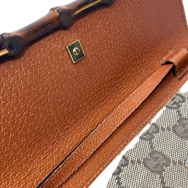 Gucci Bamboo Shoulder Bag - Beige x Brown, Canvas x Leather x Bamboo