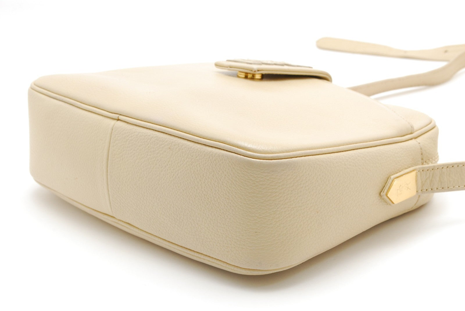 Saint Laurent Yves Shoulder Tote Stitch Bag - Ivory, Leather