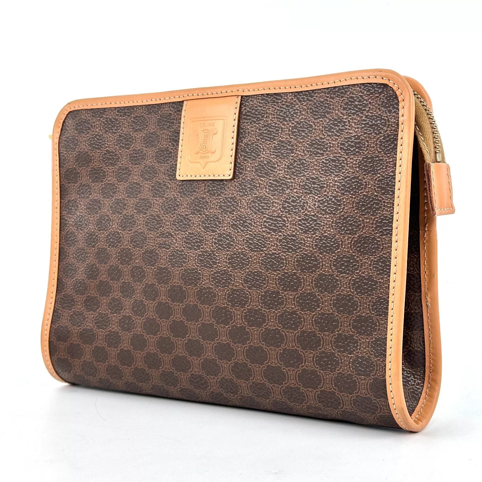 CELINE Clutch Bag - Brown, PVC Leather