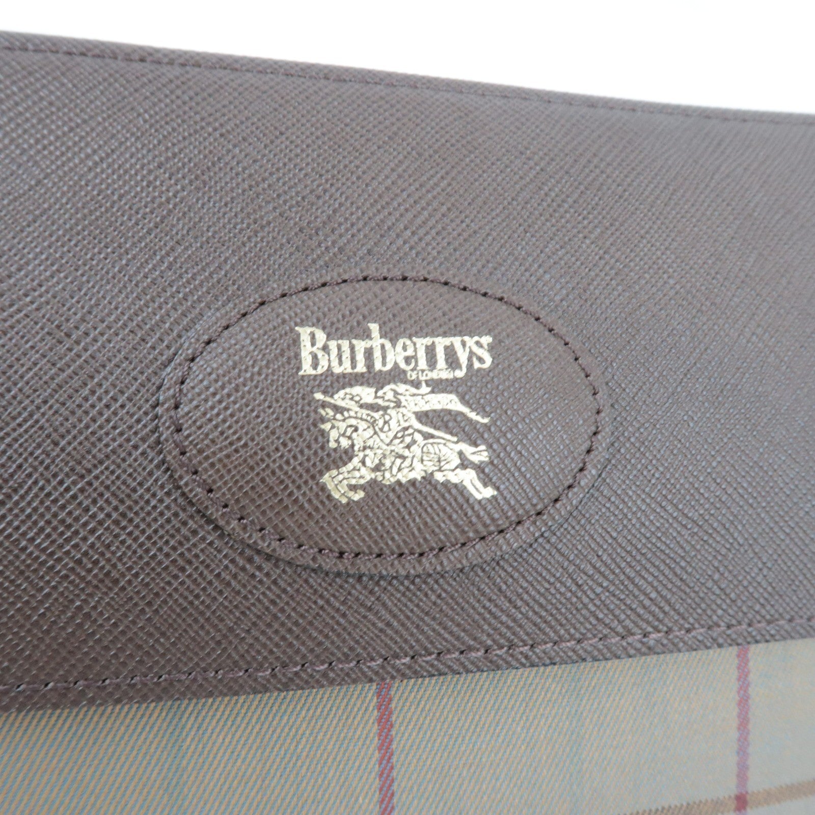 Burberry Plaid Clutch Bag - Khaki Brown, Canvas Leather
