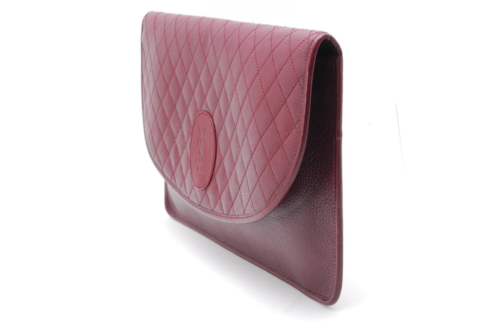 Yves Saint Laurent Quilted Clutch Bag - Red Bordeaux, Leather