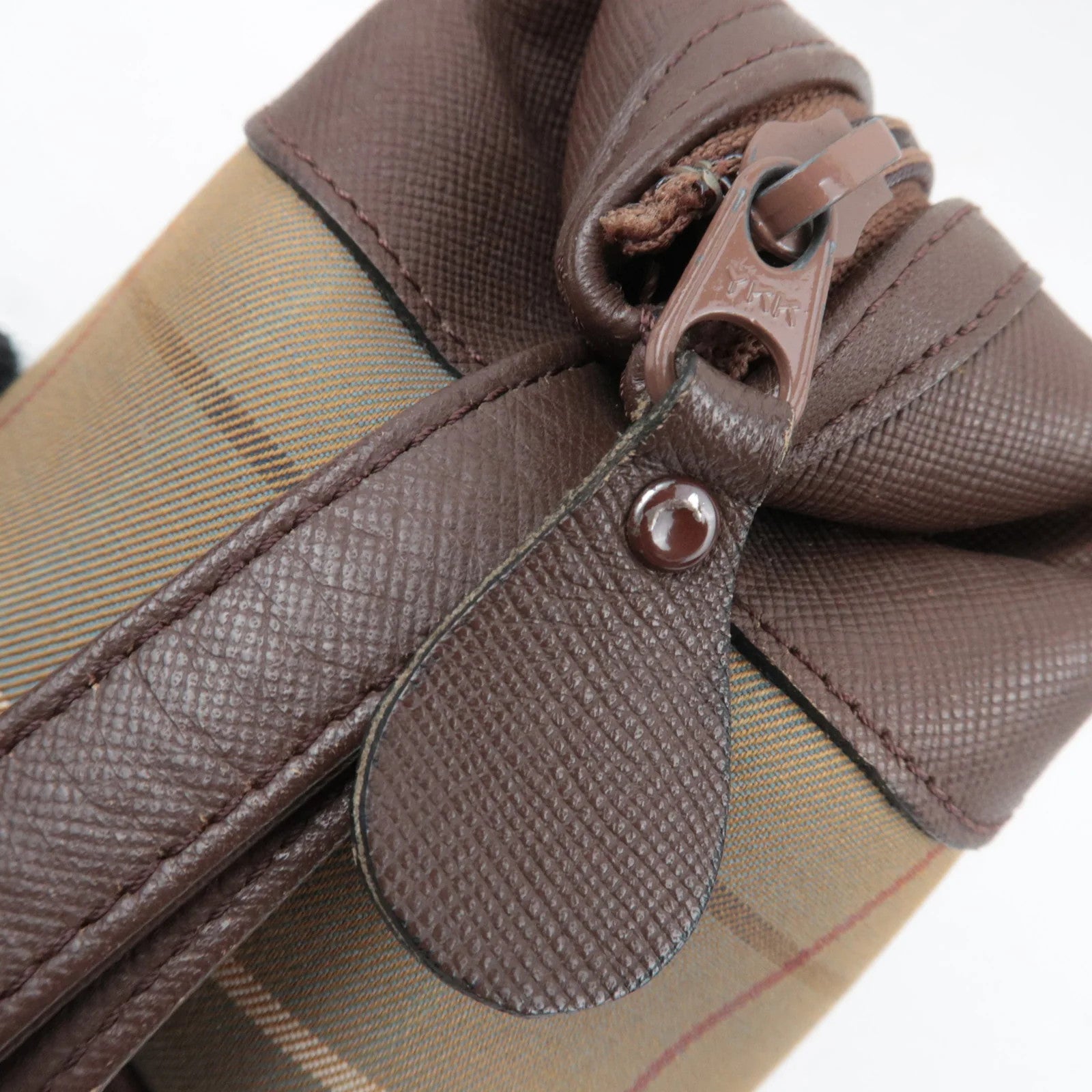 Burberry Nova Plaid Cosmetic Pouch - Beige, Canvas Leather