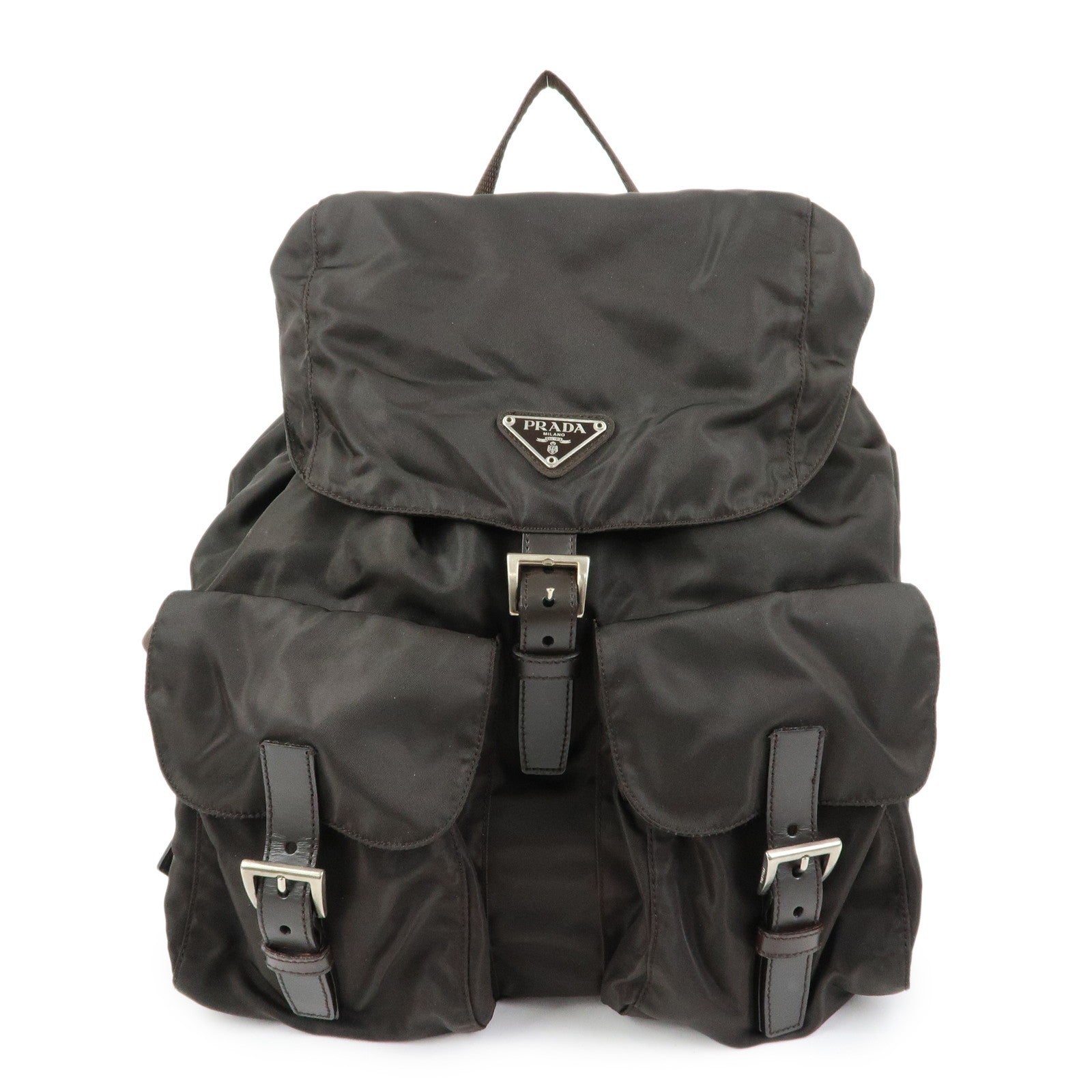 Prada B2811 Backpack - Brown, Nylon and Leather
