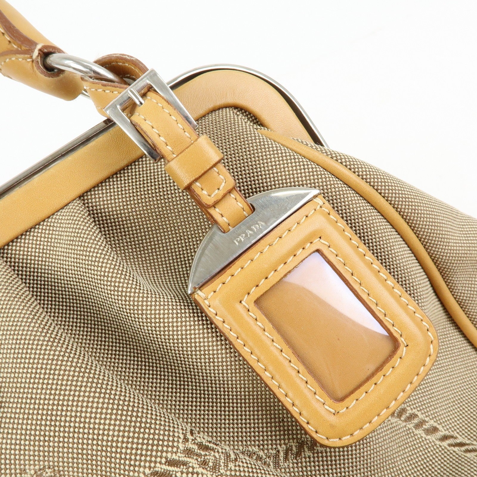 Prada BR3481 Shoulder Bag - Light Brown, Jacquard Leather