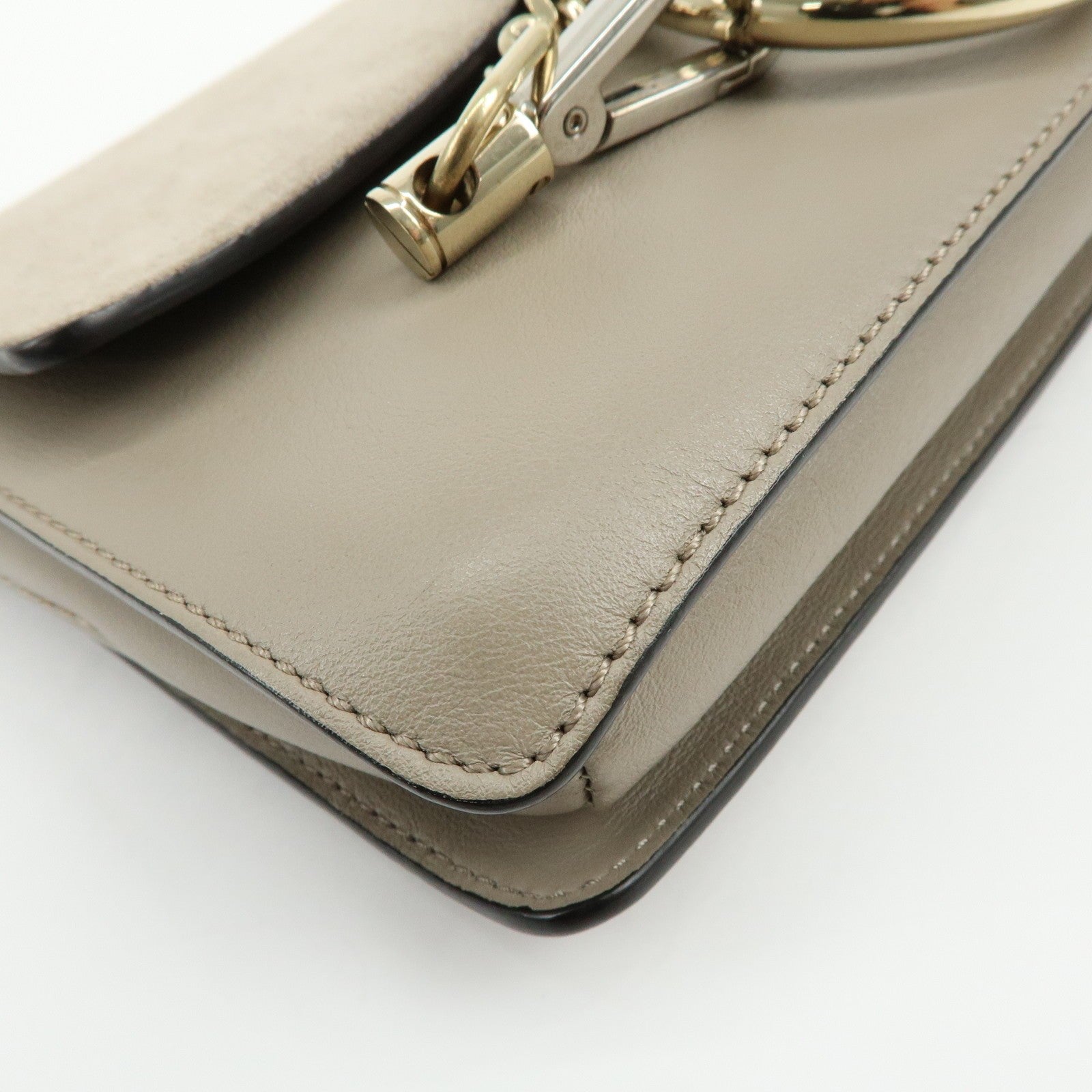 Chloe Faye Shoulder Bag - Greige, Suede Leather