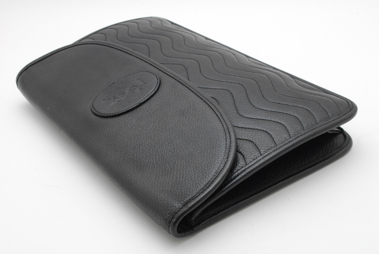 Saint Laurent Yves Stitch Clutch Bag - Black, Leather