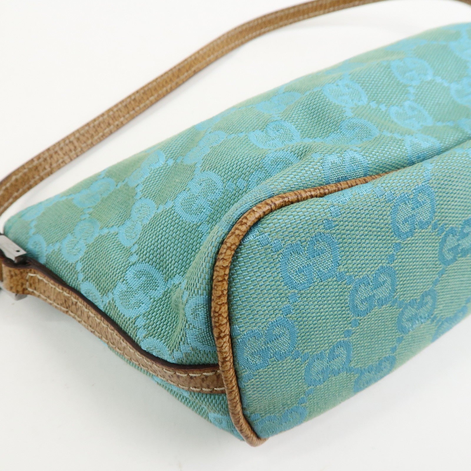 Gucci Boat Hand Bag - Light Blue, GG Canvas, Leather