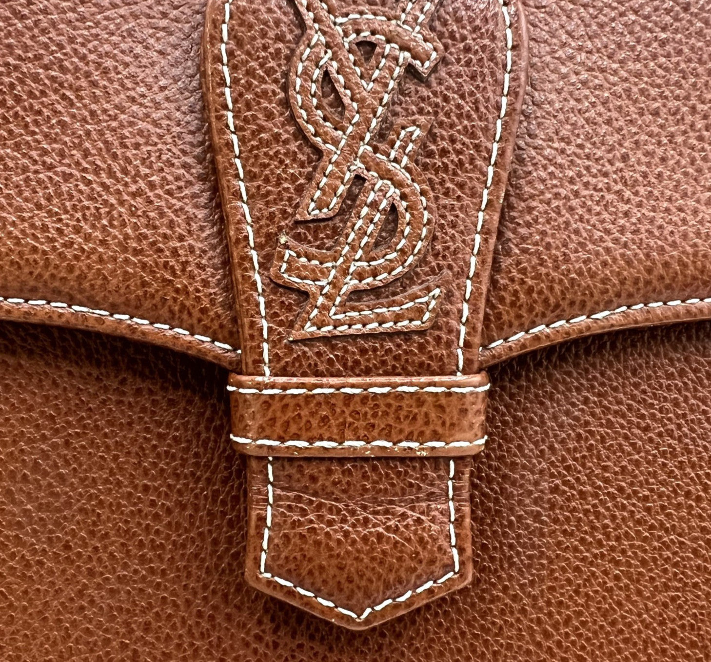 Yves Saint Laurent Shoulder Tote Stitch Bag - Brown, Leather