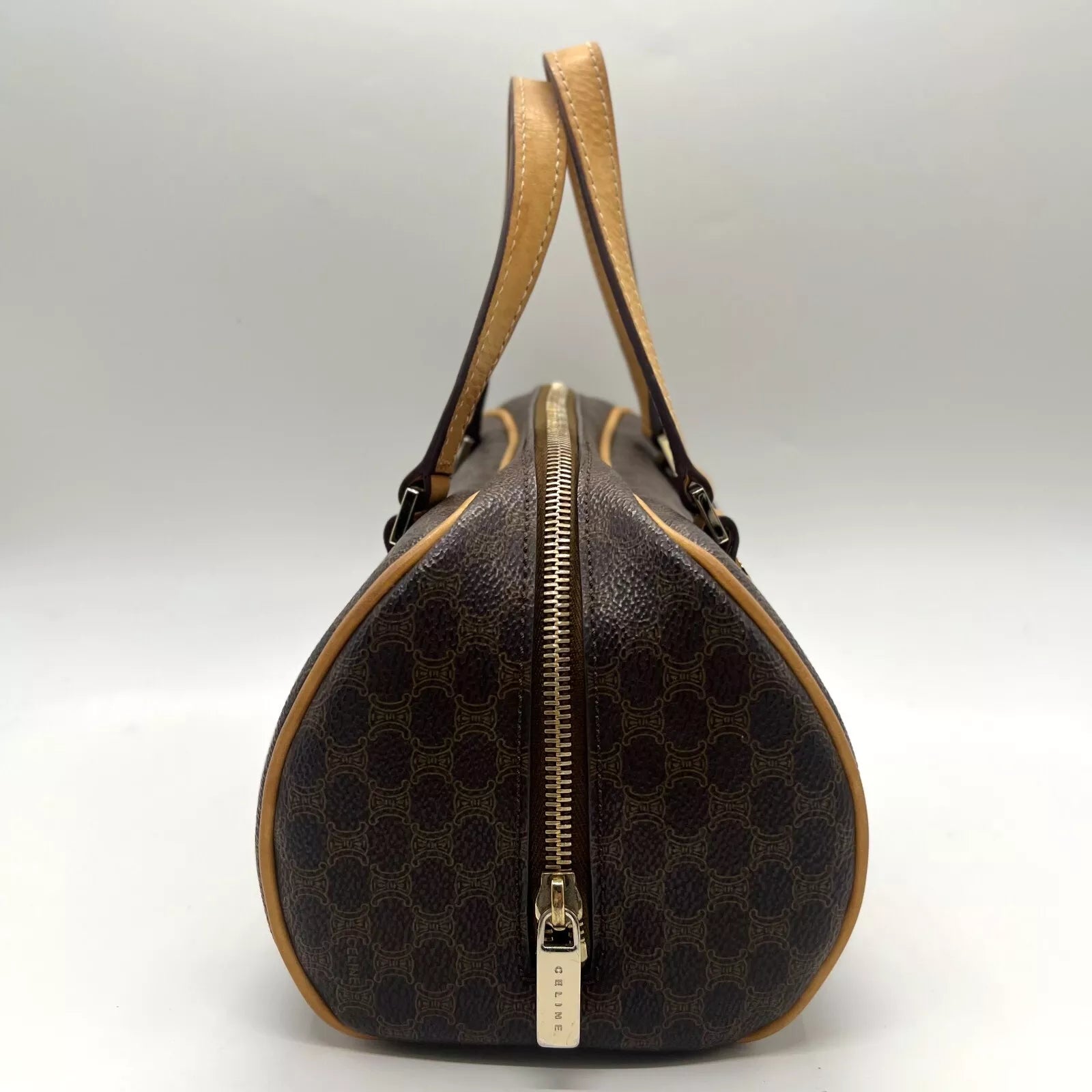 CELINE Triomphe Shoulder Bag - Tan, Leather, PVC