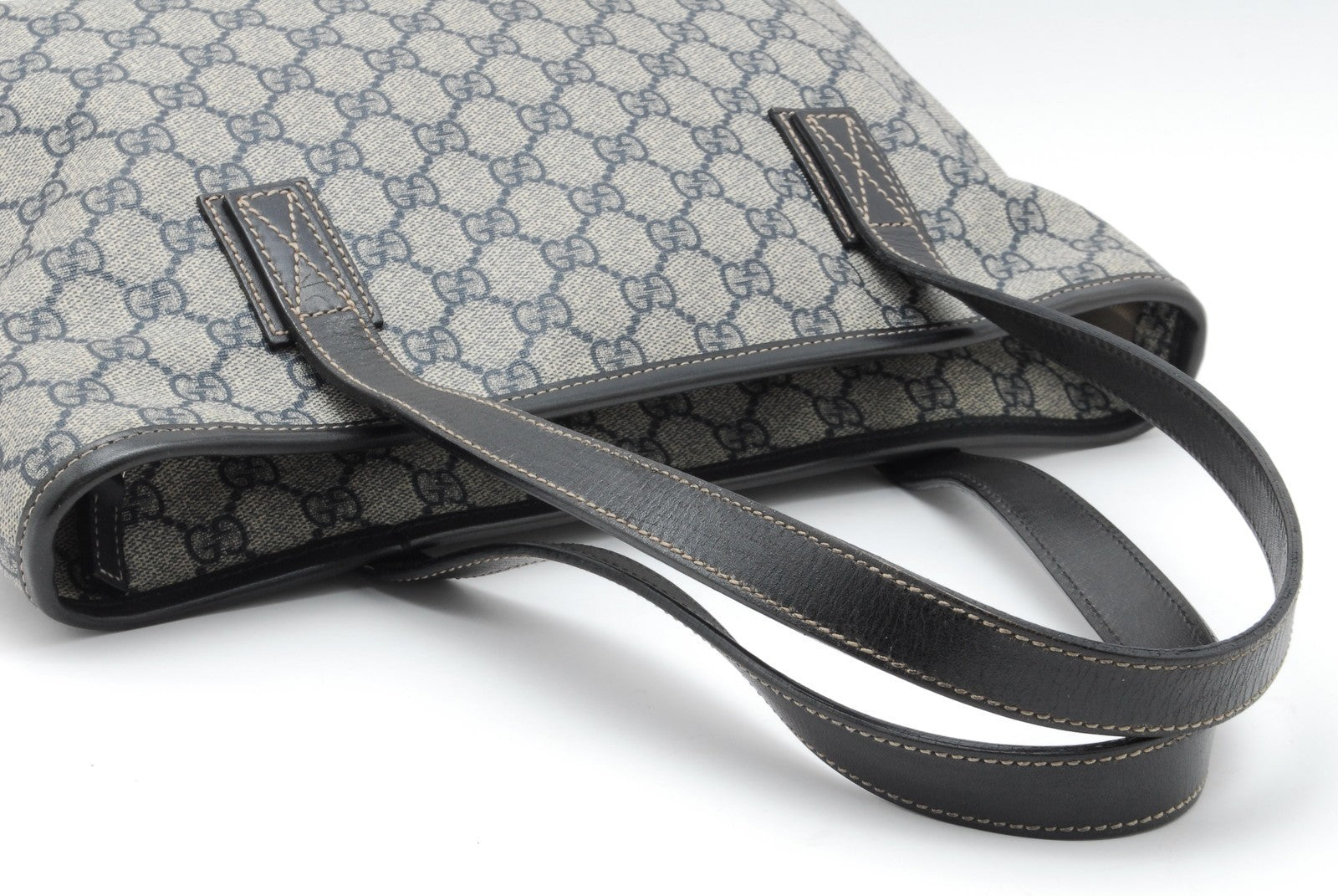 Gucci GG Tote Shoulder Hand Bag - Navy, PVC Leather