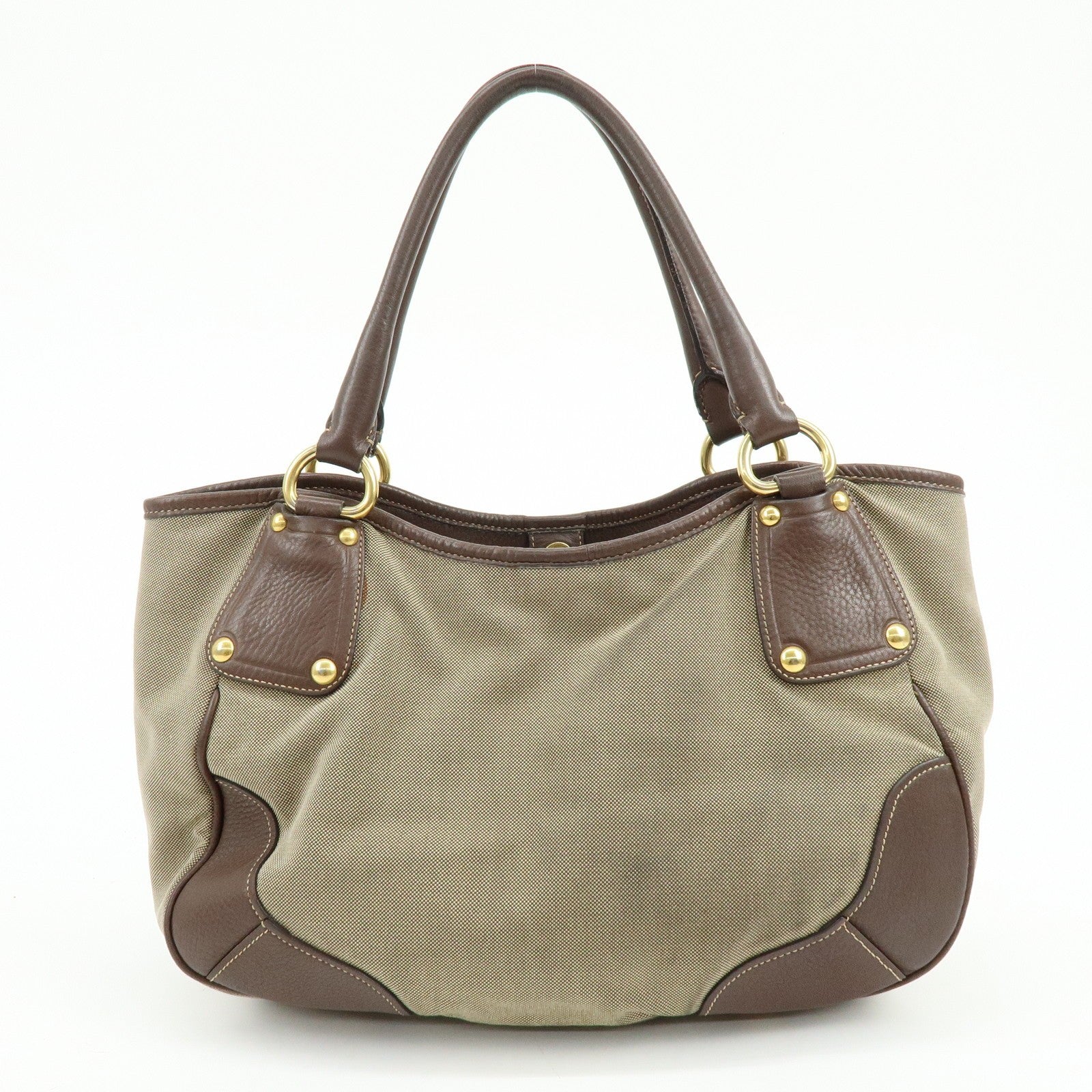 Prada Logo Jacquard Tote Bag - Beige Brown, Leather
