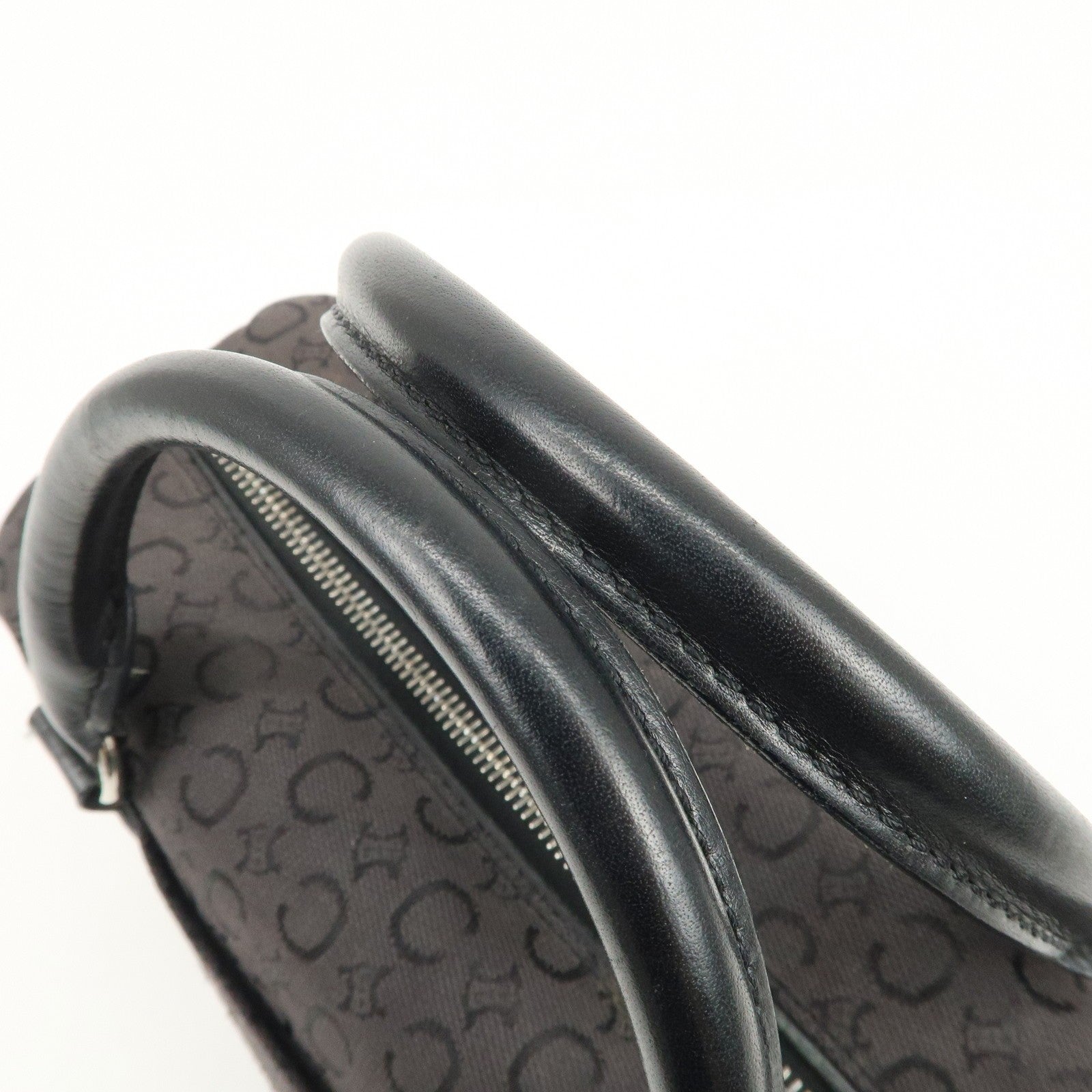 Celine C Macadam Boston Hand Bag - Black, Canvas, Leather