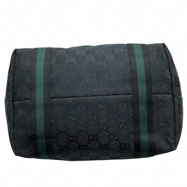 Gucci Shelly 137396 Tote Bag - Black x Green, GG canvas x leather