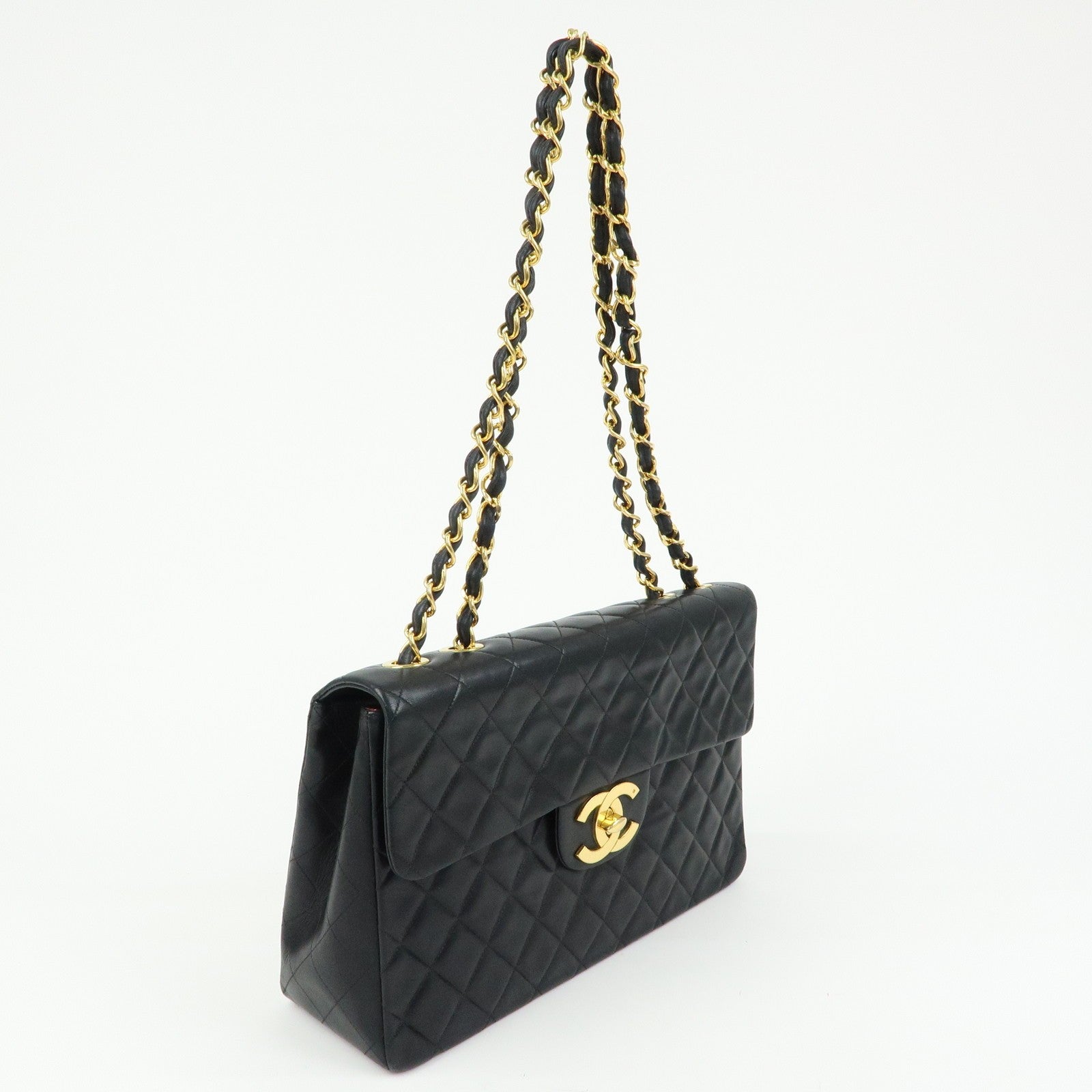CHANEL Jumbo Matelasse 34 Lamb Skin Chain Shoulder Bag Black