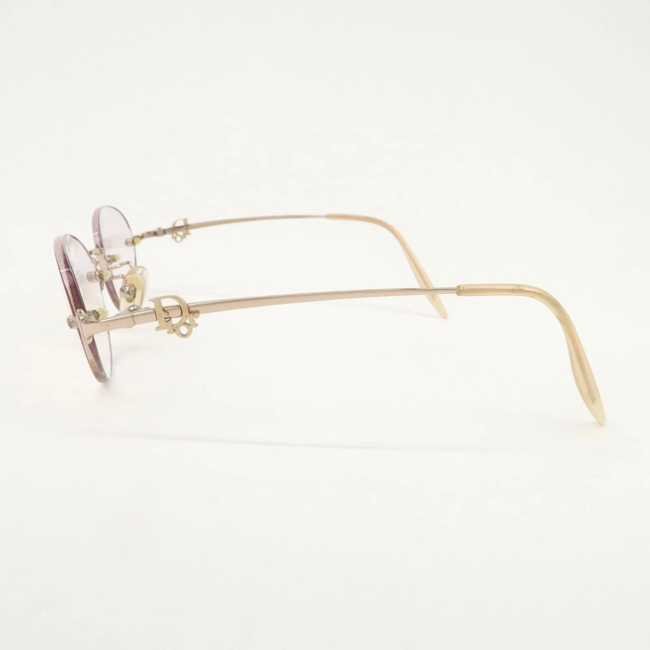 Christian Dior Clear Metal Sunglasses Pink Beige