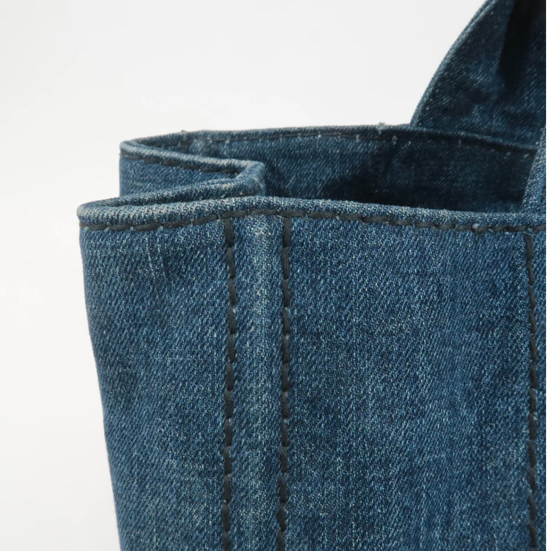 Prada Canapa Large Canvas Tote Bag Hand Bag Denim Blue