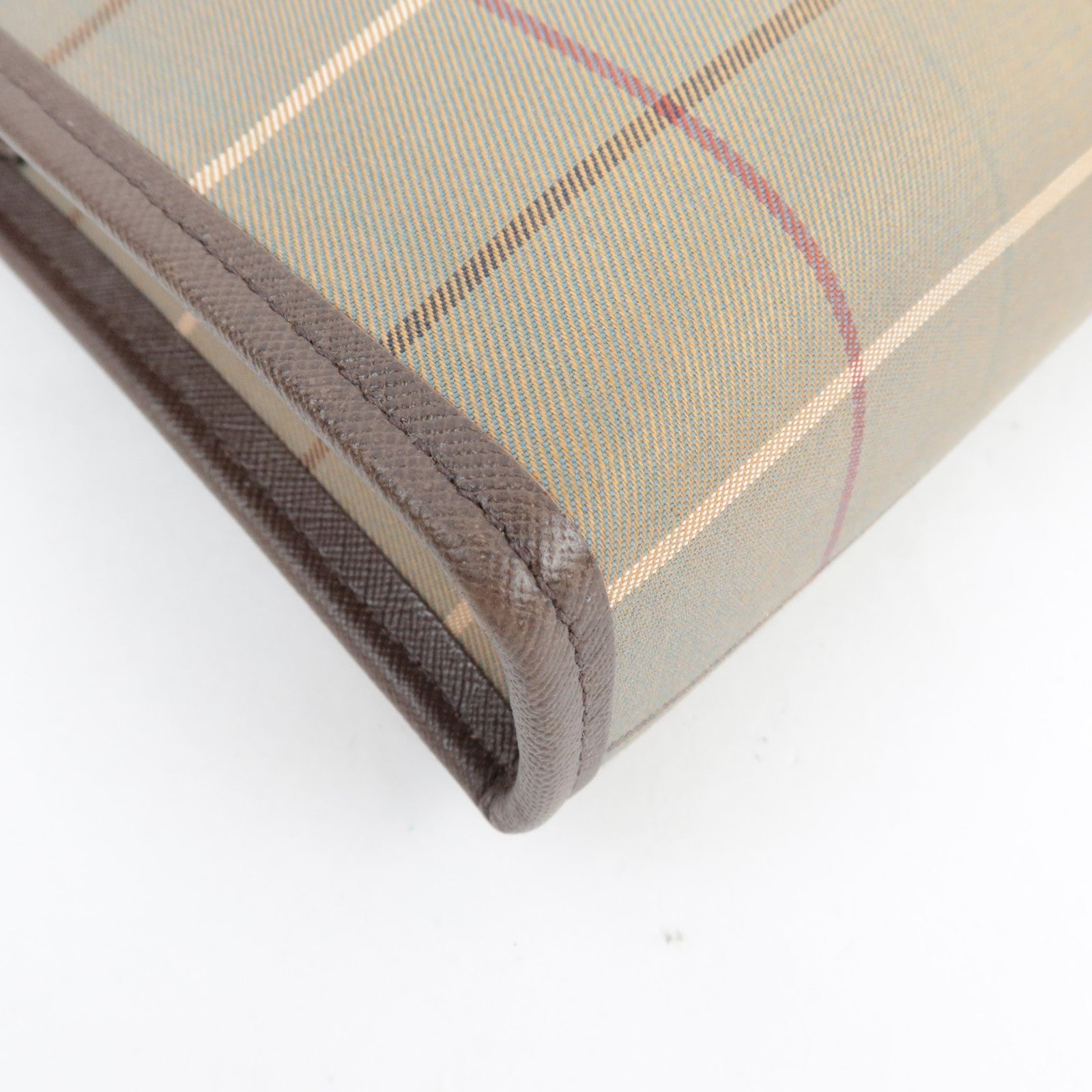 Burberry Plaid Clutch Bag - Khaki Brown, Canvas Leather