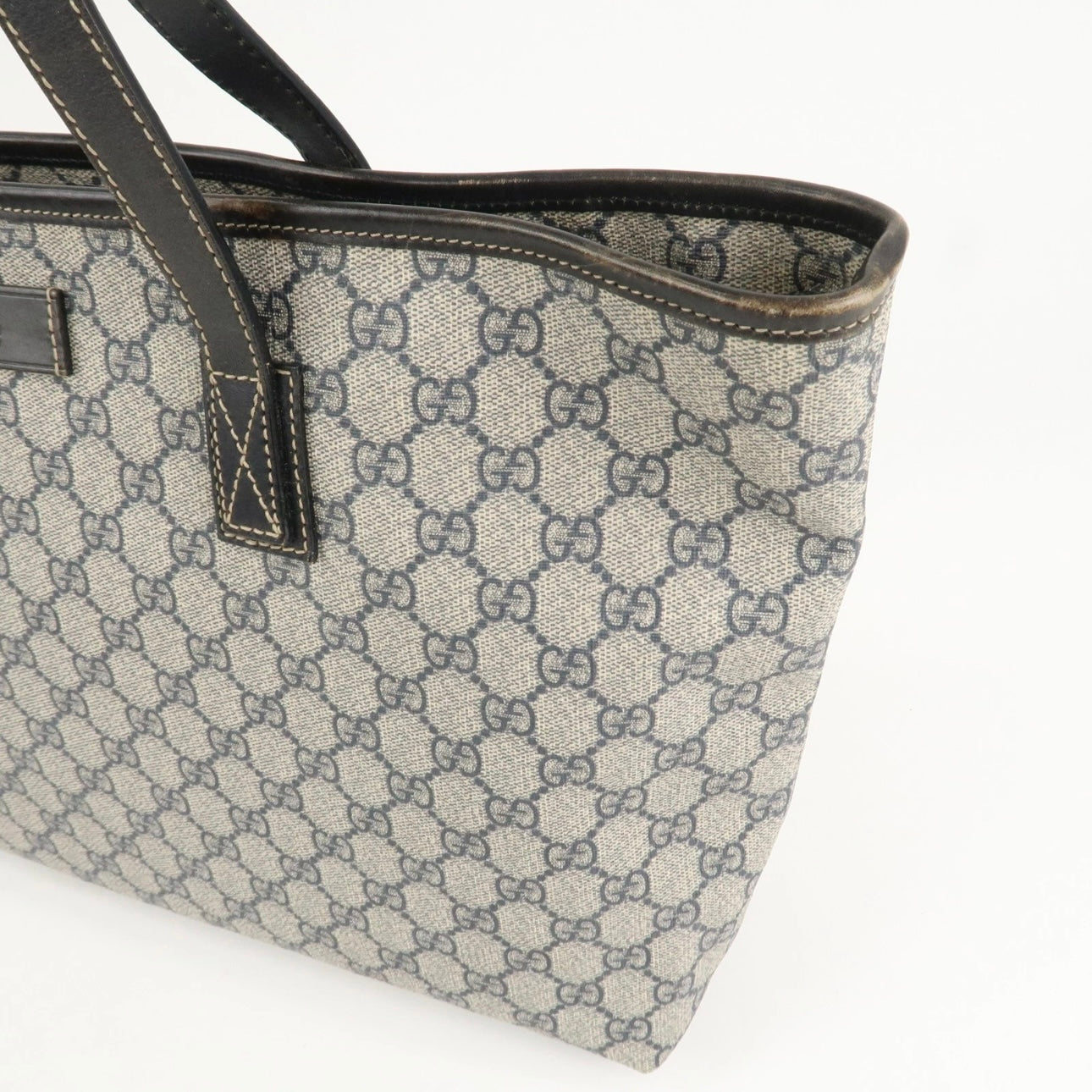 GUCCI GG Supreme Leather Tote Bag- Navy