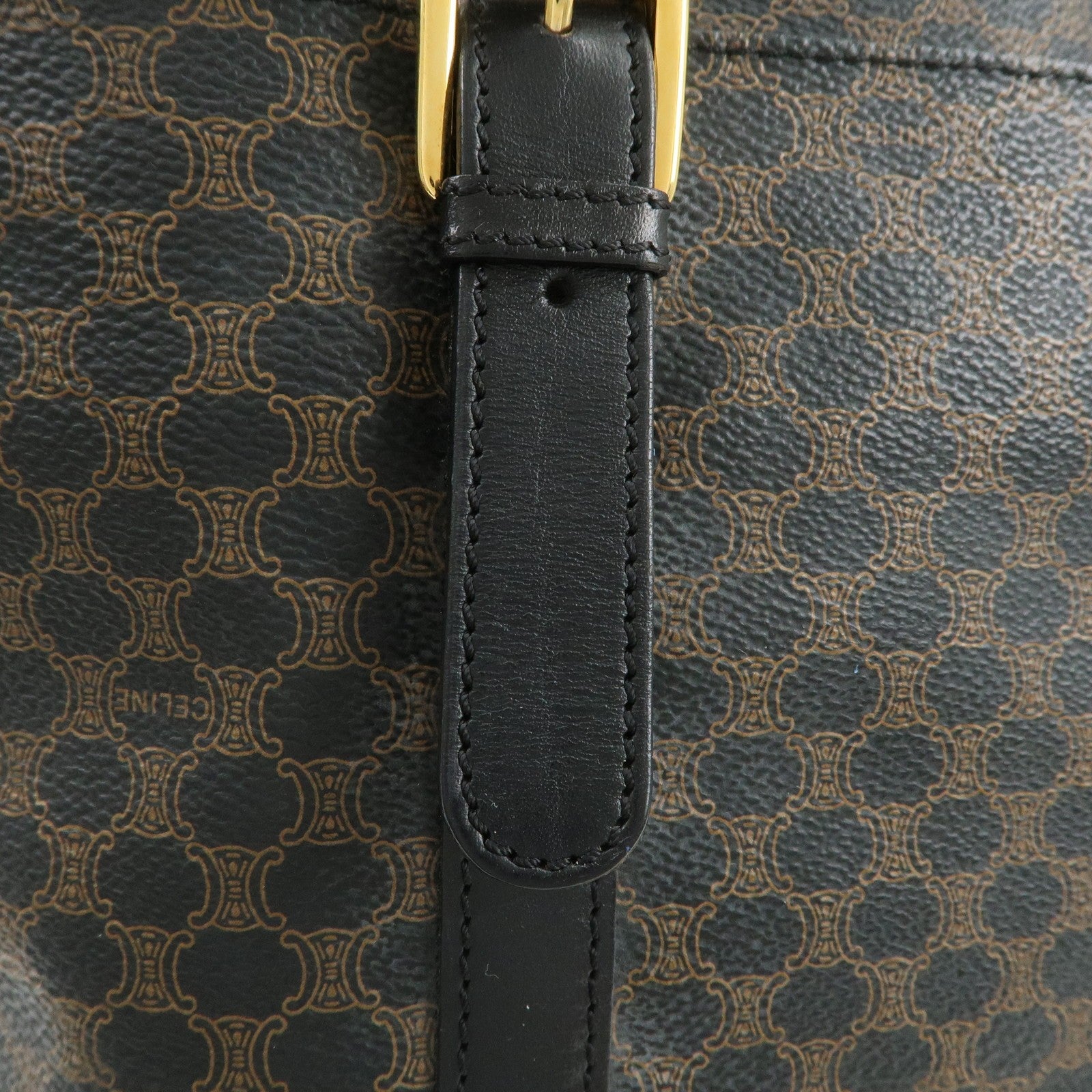 Celine Macadam Logo Tote Bag - Black and Brown, PVC Coated Canvas and Leather