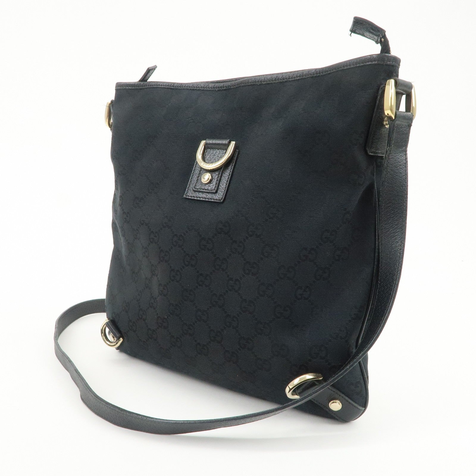 Gucci Abbey Shoulder Bag - Black, GG Canvas, Leather