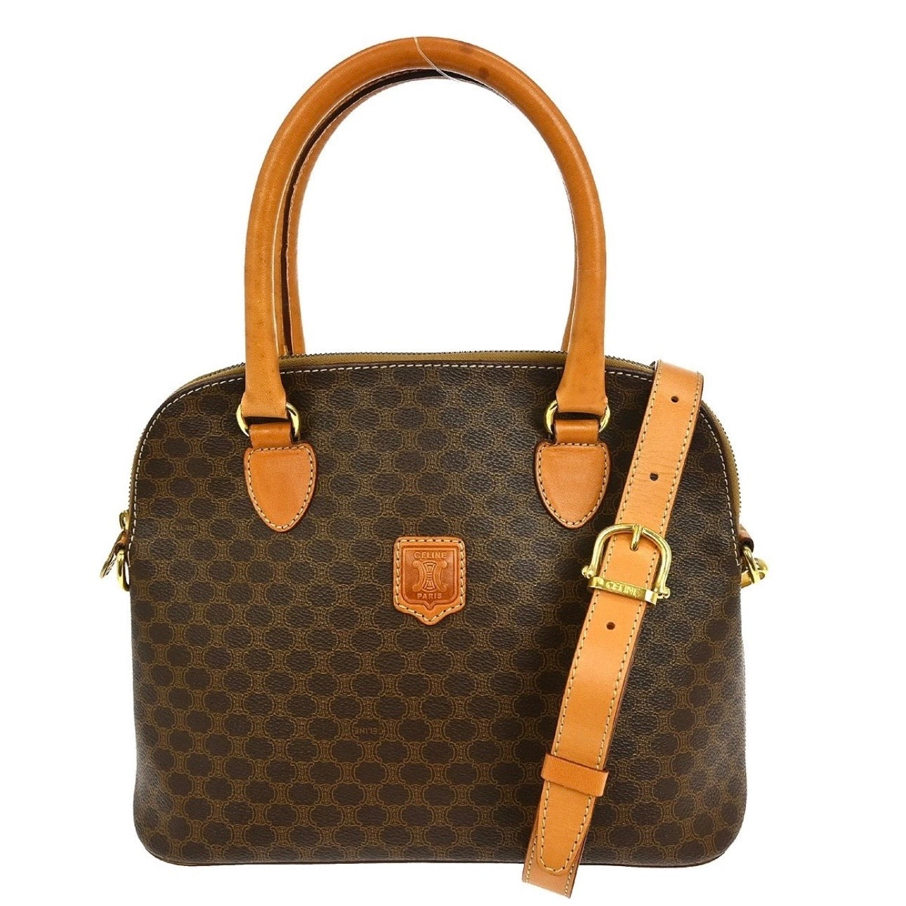 CELINE BROWN MACADAM 2WAY HANDBAG